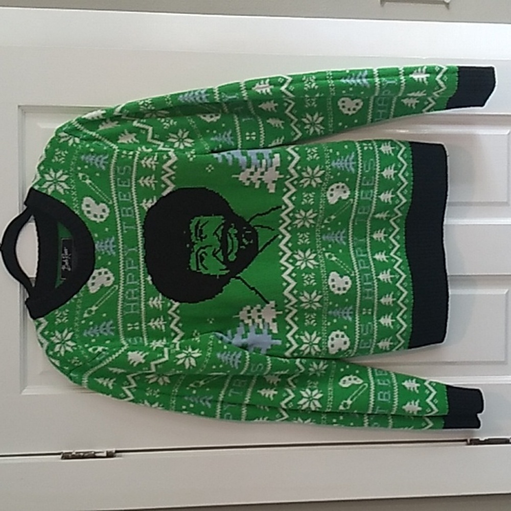 Bob Ross Christmas sweater